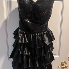 Woman’s 4 HOCO homecoming formal black sequin prom dress gown BASIX black label