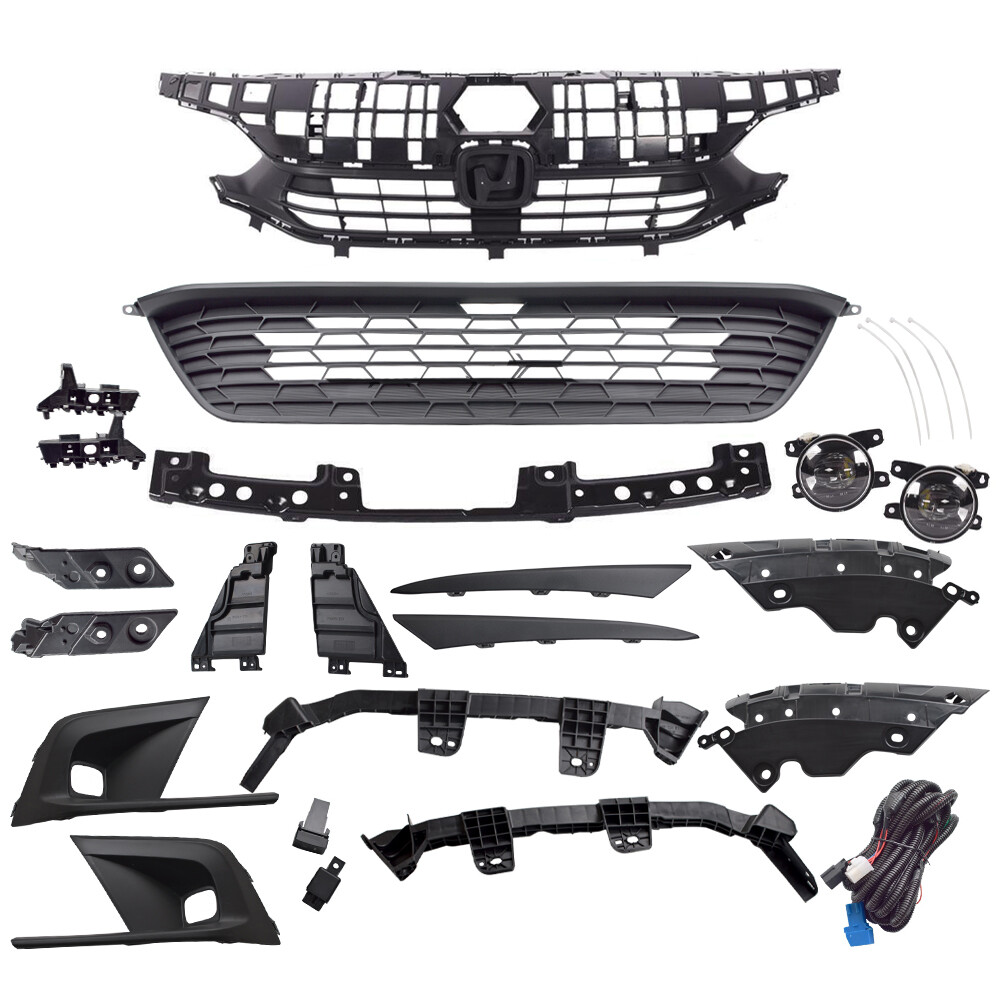 For Honda Civic Sedan 2022 2023 Grille/Headlight Trim/LED Fog Lamp/Bracket 17PCS