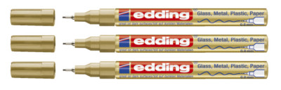 3 x Edding 780 Lackmarker, Lackmalstift Lackstift 0,8 mm gold