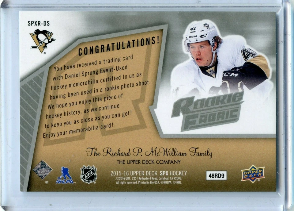  2015-16 SPx '05-06 Retro Rookie Jerseys #SPXR-DS Daniel Sprong C - Image 2 of 2