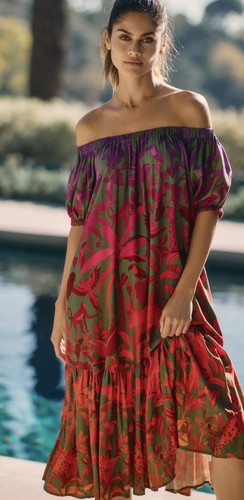 Anthropologie Farm Rio schulterfreies Verdeckkleid Größe XS Neu mit Etikett