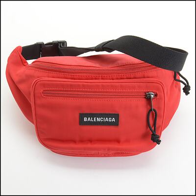RDC14141 Authentic BALENCIAGA Red Nylon Explorer Belt Bag
