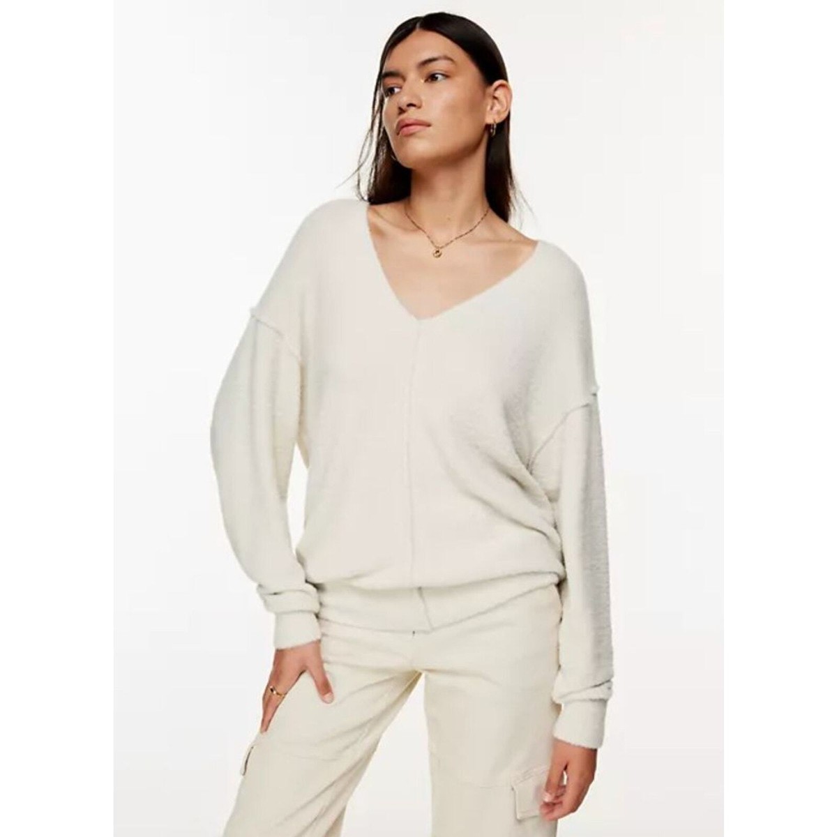 アンスクリア Cotton V Neck No Sleeve Knit WILFRED FREE x ARITZIA Hush Knit V-Neck Sweater Silver Birch