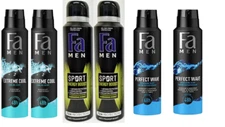 Fa Deodorant Spray Men 2 pieces of each scent 150ML  (6 Pack) *Free + Fast ship*