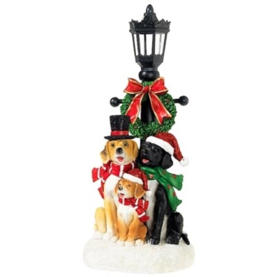 RAZ IMPORTS 14'' LED LIT LAMP POST WITH DOGS, 
