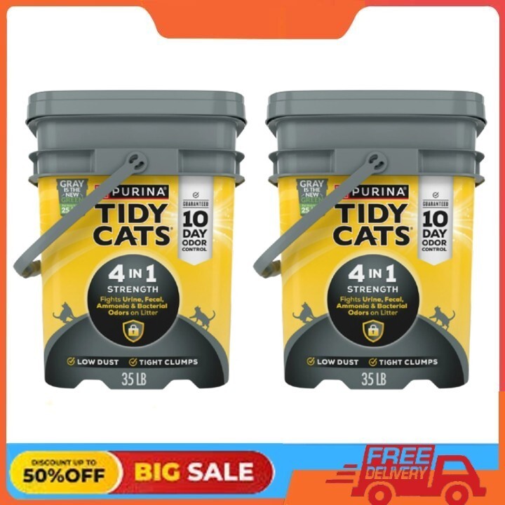 (2pack) Purina Tidy Cats 4-in-1 Clumping Cat Litter, Odor Control, Low Dust 35lb