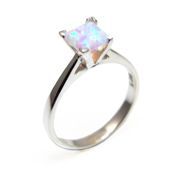 Engagement Ring Princess Cut Unicorn Tear Opal Sterling Silver | eBay