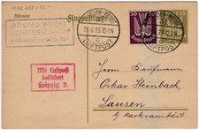 DR Ganzsache Flugpostkarte P 155 + MiNr 212 Luftpost Dresden - Leipzig 23.6.1925