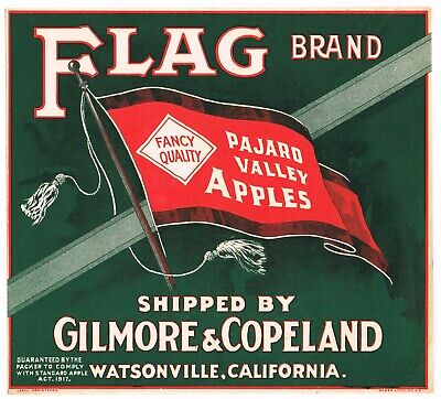 Watsonville original california apple crate label Madesko pajaro Valley