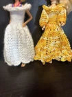 Vtg Barbie Doll Crochet Knit Handmade Clothes Pink Gold Sweater Dress Pants