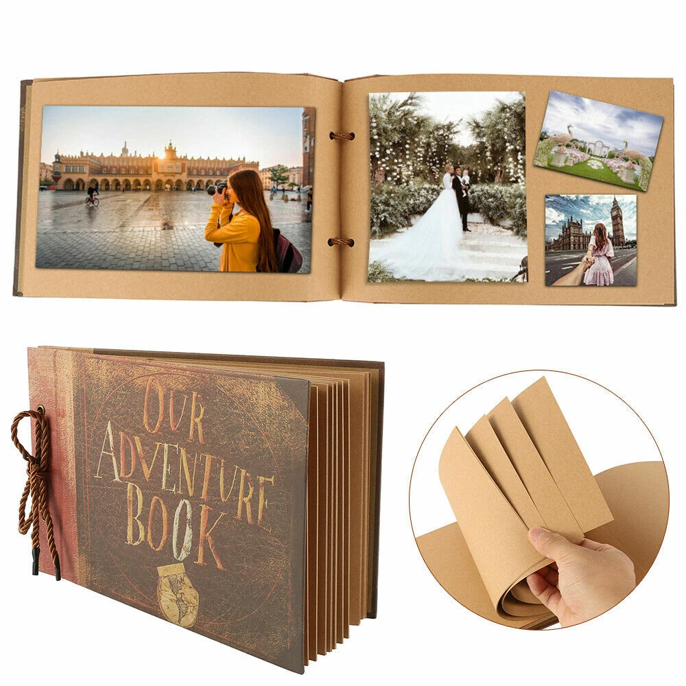 Photo Album Scrapbook Our Adventure Book with Gift Box Vintage Photo Book  Handmade DIY Travel Photo Scrapbook For Birthday Gift Family Present