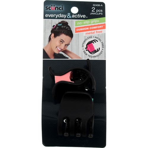 Scunci Everyday & Active Cushion Comfort No Slip Grip Hair Clips, Metal Free,...