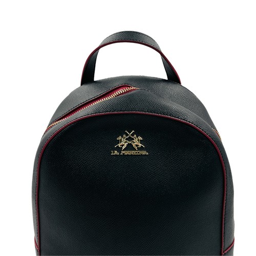 La Martina Black 100% Leather Medium Size Ladies Backpack Rucksac Bag - Picture 2 of 11