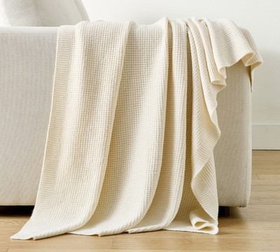 Renata Waffle Knit Throw-Ivory
