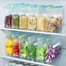 45PCS Reusable Ziplock Food Storage Bags Stand Up Freezer Fruit Vegetable