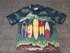 Vintage Paradise Found Shirt Mens M Hawaiian Camp Blue Floral Surfboard Rayon