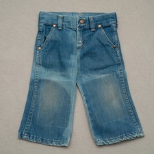 Vintage 70s 80s Wrangler Kids Jeans Size 1T Double Knee Inserts Boot Cut Faded