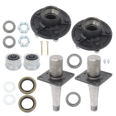LABLT 5 On 5'' Trailer Hub Kit Flanged #84 Spindle & Bearing For 3500 lb Axle