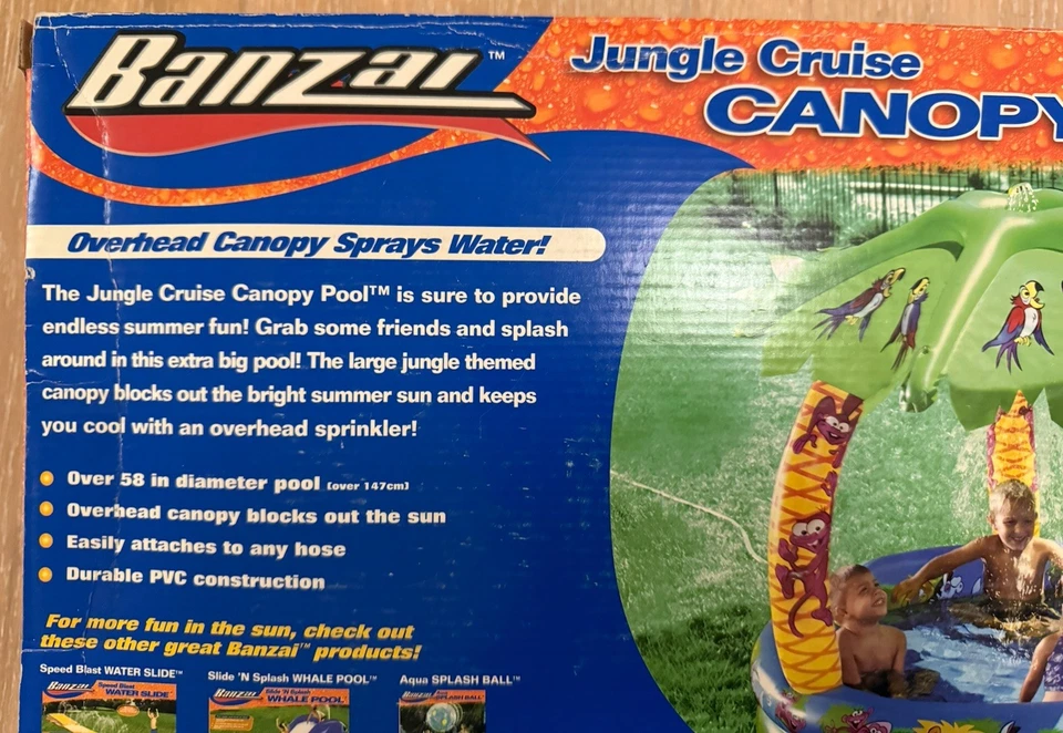VTG New Banzai Jungle Cruise Canopy Kids Inflatable Pool Palm Tree 58 In Sealed - Image 4 of 4