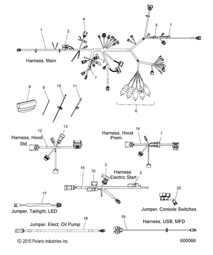 Polaris Main Harness, Chrome, Premium, Genuine OEM Part 2412446, Qty 1 - Bild 3 von 3