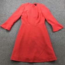J Crew Dress Womens 2 Red Fit Flare Bell Sleeve Textured Exposed Zip Knee Length
