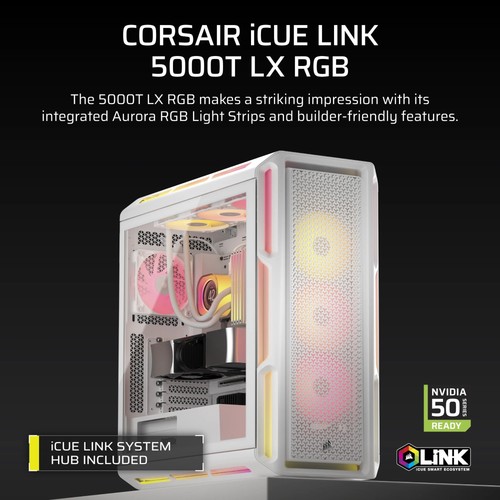 Corsair iCUE LINK 5000T LX RGB Midi Tower White - CC-9011299-WW - Afbeelding 2 van 10