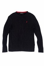 Y2K Nautica Navy Fisherman Cable Knit Sweater 100 Cotton Mens XL Preppy