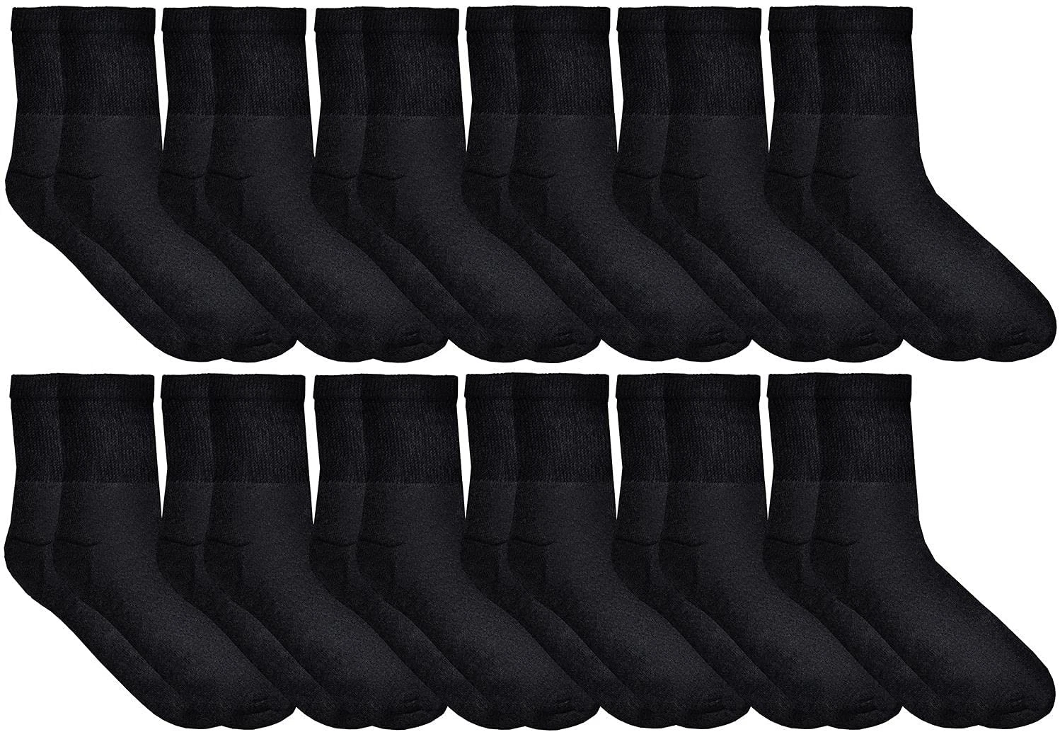 12 PK Men's Loose Fit Non-Binding Soft Cotton Diabetic Ankle Socks,10-13 Black
Opens in a new window