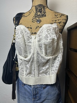 goddess women s white floral lace bustier 44B corset top