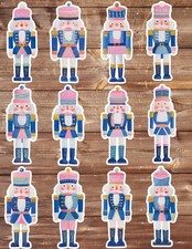 Pink and Blue Nutcracker Die Cut Stickers Set Scrapbooking Laptop Water Bottle