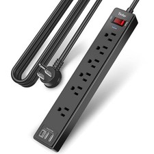 Yintar 10Ft Surge Protector Power Strip with 6 Outlets & 3 USB Ports, Black