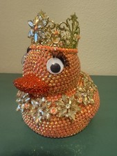 Large Orange Rhinestone Rubber Duck