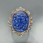 AAA Carving 23 ct+ Natural Tanzanite Ring 925 Sterling Silver Size 8 /R474597