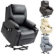 HOMCOM Poltrona Massaggiante Alzapersona con Telecomando Portabicchieri