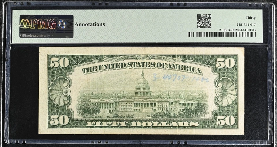 $50 FR 2106-B  1934D United States Federal Reserve Note $50 Dollar Bill New York - Image 2 of 2