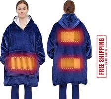 Heated Wearable Blanket Hoodie, 3 Heat Settings Oversized USB Heated Hooded Blan