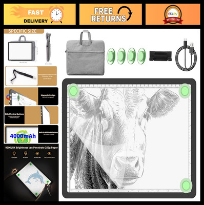 9000LUX A4 Rechargeable Tracing Light Box, Wireless Art Light Pad, Magnetic Desi