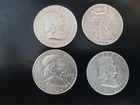 Benjamin Franklin and Walking Liberty  Lot of 4 90% Silver Half Dollars