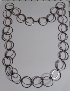 Vintage Light & Dark Silver Tone Rings 32" Necklace