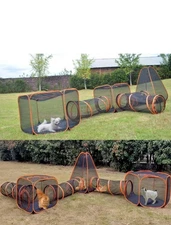 6-In-1 Outdoor Large Portable Pet Cat Playpen Play Tent Tunnel House Enclosures