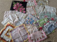 Vintage Lot Of 17 Mid Century Floral Flower Cotton Hankies Handkerchiefs READ