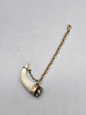 Antique Victorian Mother Of Pearl Claw Watch Chain Fob Pendant Gold As Is