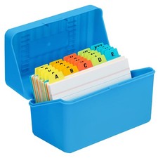 3x5 Index Card Holder Blue Organizer Desk Office Storage Box Index Card
