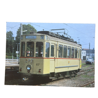 Postkarte AK Zug Eisenbahn Lok Ungl. Triebwagen 67 HEAG Darmstadt Ansichtskarte