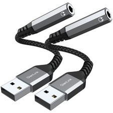 USB to 3.5mm Jack Audio Adapter 2-Pack , Headset,...