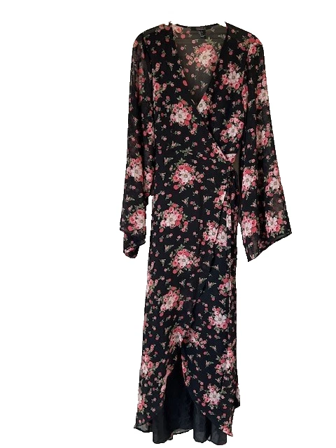 floral chiffon maxi dress forever 21 Forever 21 floral chiffon maxi shirt dress Small/Medium S/M