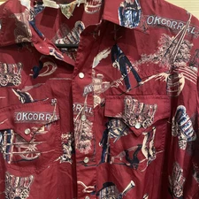 Vtg Kennington Rocking R Ranchwear Shirt Large Ok Corral Western Pearl Snap EUC