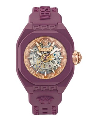 Versace Mens  Burgundy 42mm Strap Fashion Watch