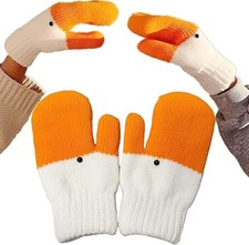 Silly Goose Gloves, Winter Funny Novelty Animals Gloves,Women Cute Knitted glove