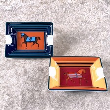 Hermes Paris Ashtray Mini Trays Set of 2 Paddock Horse 8 x 6cm